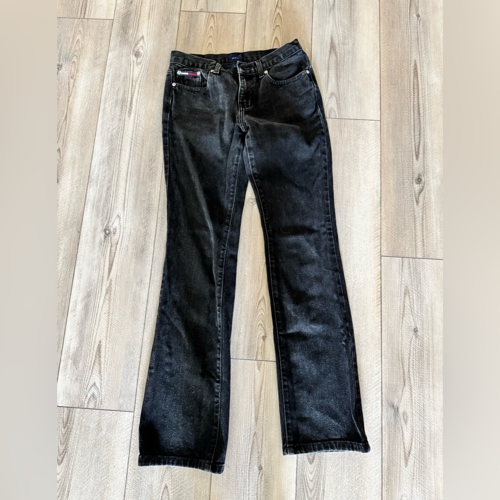 Tommy‎ Jeans Black Wash Flare Bootcut Denim Jeans Size 1